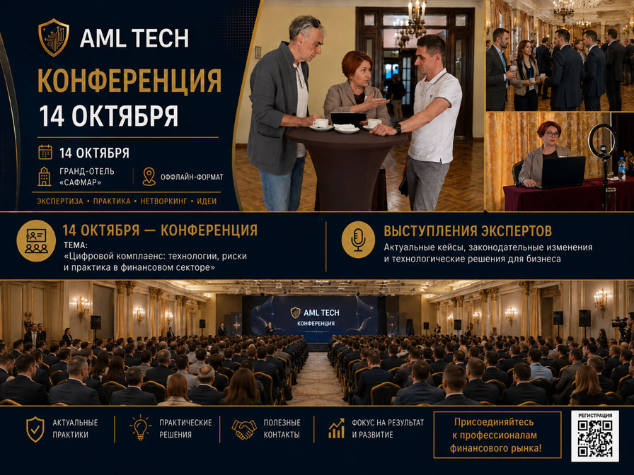 14 октября 2026 состоится  I Практическая конференция AML Tech Conf’26 «Автоматизация и IT технологии в ПОД/ФТ/ЭД/ФРОМУ».